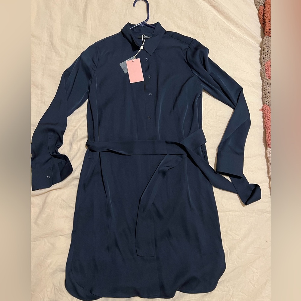 Quince NWT Navy Silk Dress Shirt